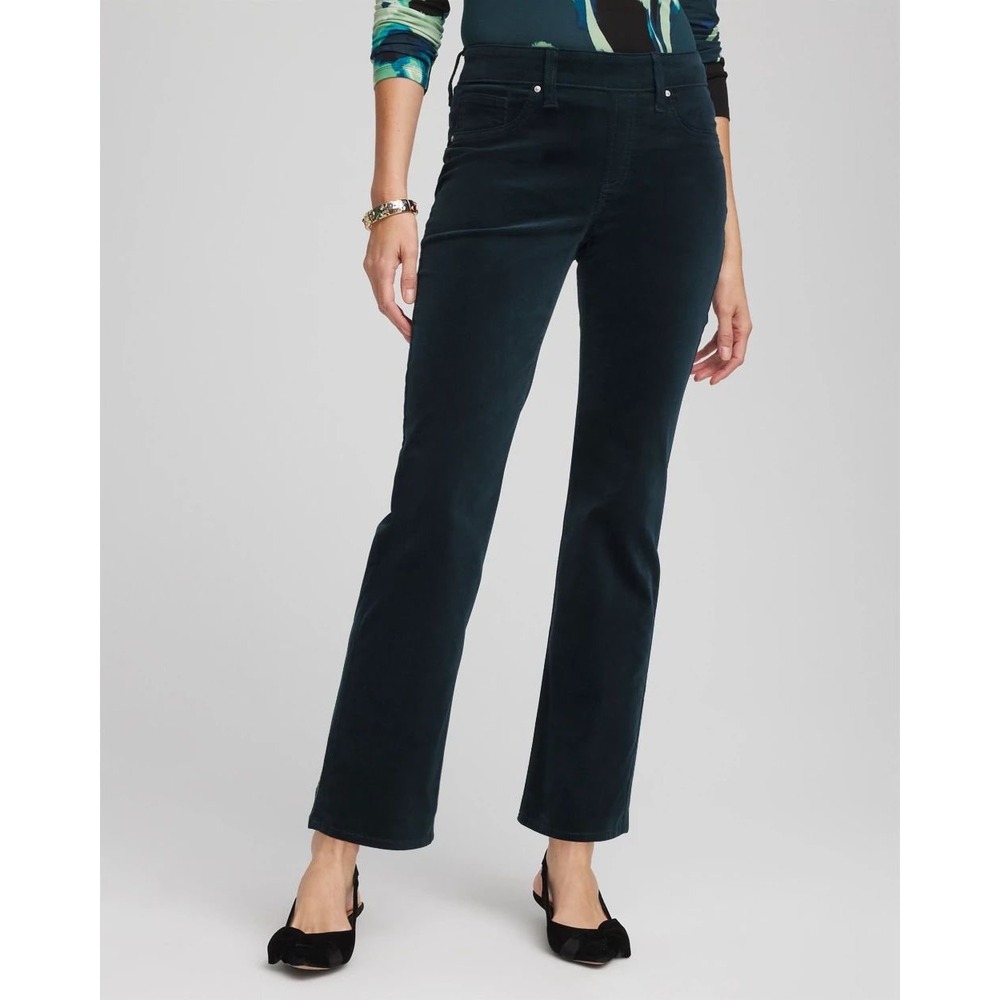 Chicos Pull On Kick Flare Pants Dark Teal Green Blue NWT